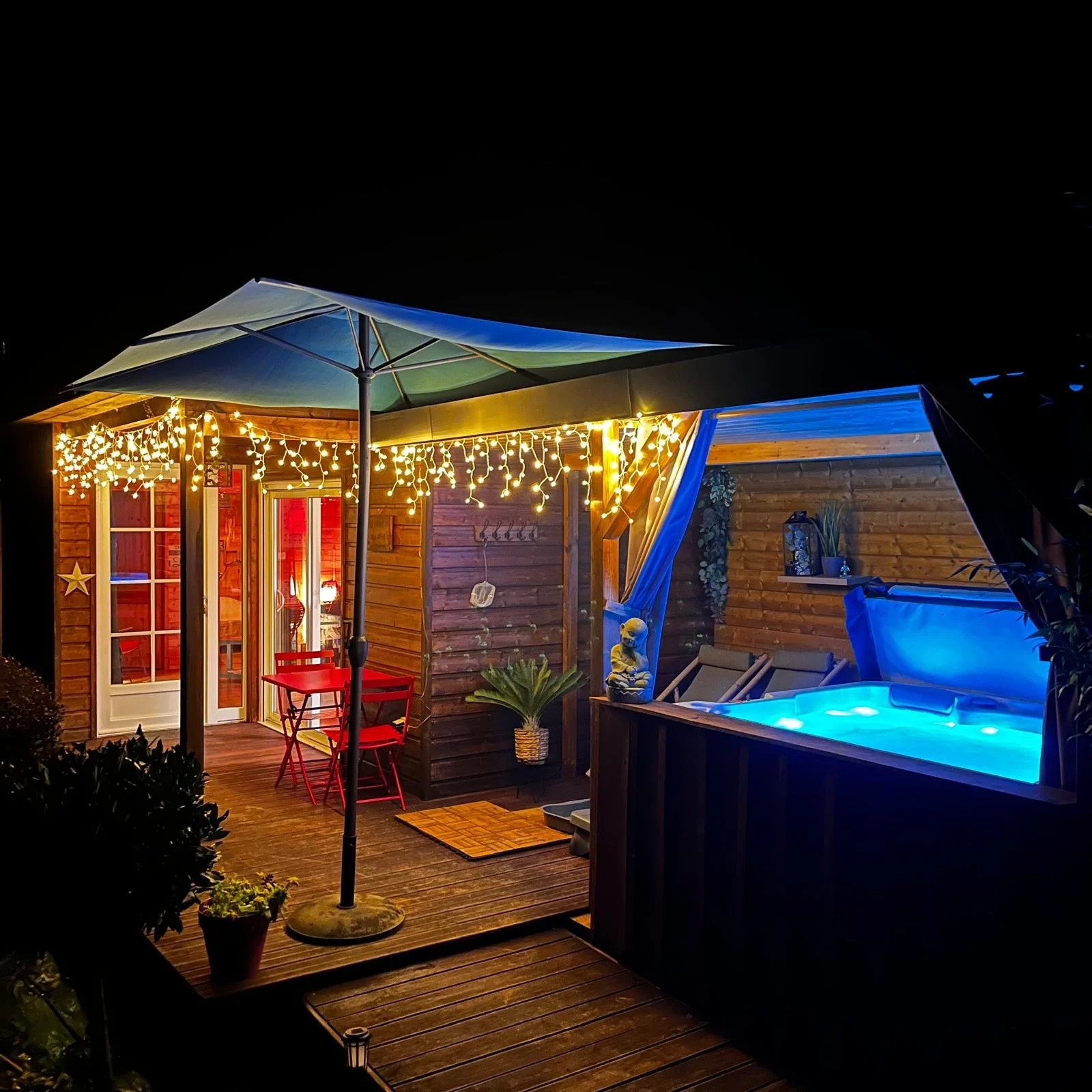 Chalet avec jacuzzi privatif la nuit